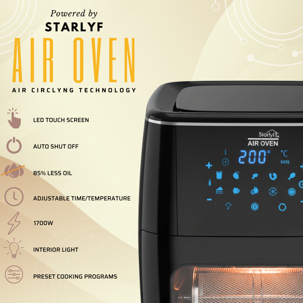 STARLYF AIR OVEN 12 Litros | La Revolución de la Cocina Inteligente