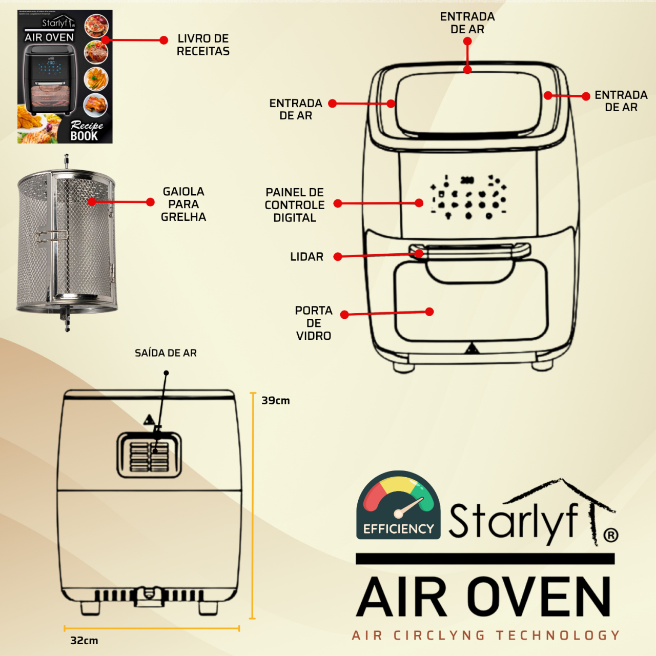 STARLYF AIR OVEN 12 Litros | La Revolución de la Cocina Inteligente