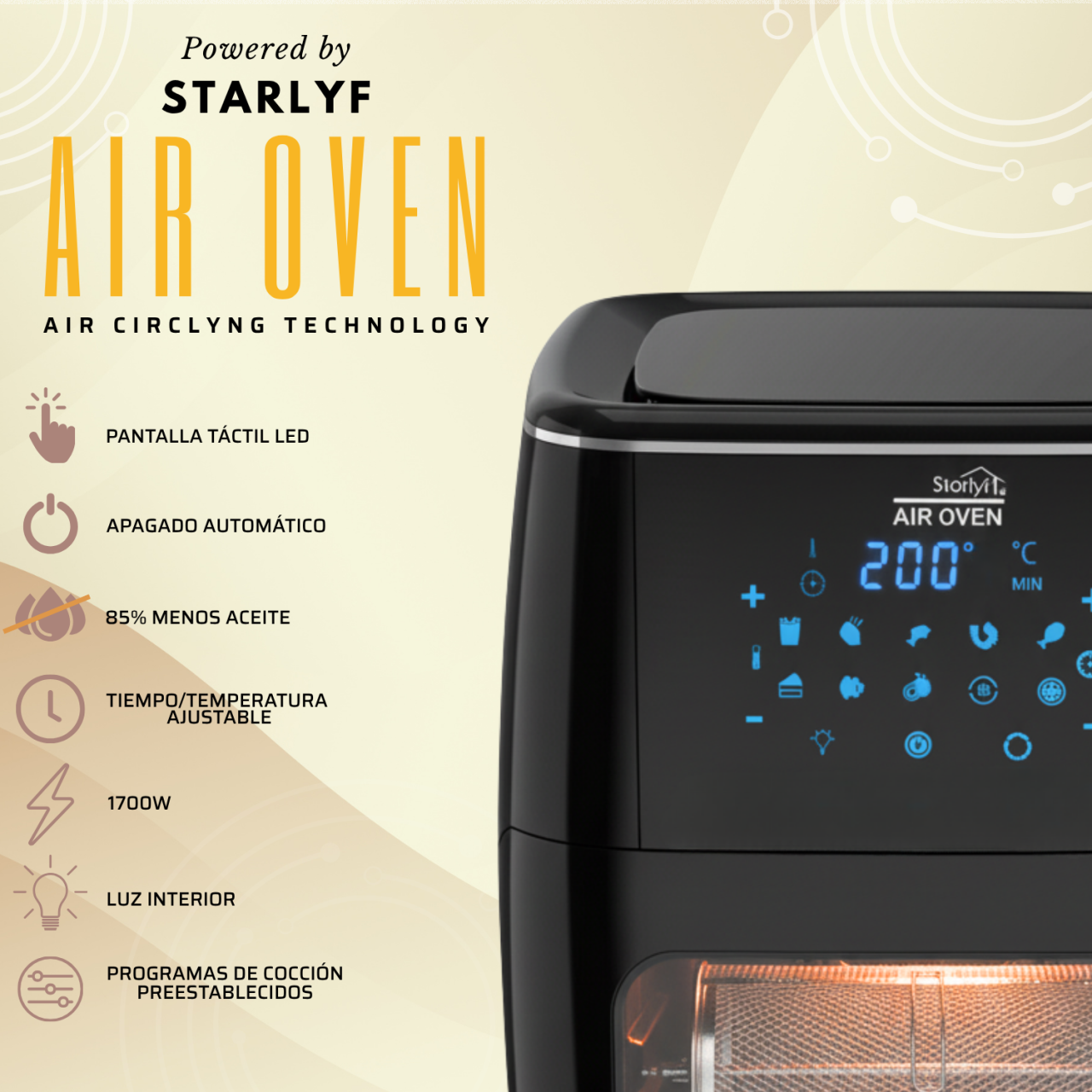 STARLYF AIR OVEN 12 Litros | La Revolución de la Cocina Inteligente